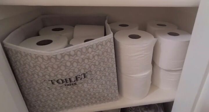 spring cleaning on a budget how to organize your linen closet, Toilet paper shelf
