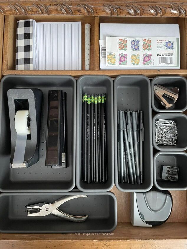 brilliant ways to organize your office suppliesif typeof ez ad units, Using trays to divide drawers is a brilliant way to organize office supplies