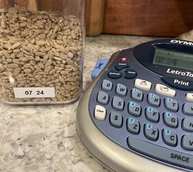 why i love to decant pantry itemsif typeof ez ad units undefined, A container of sunflower seeds with a label of the expiration date