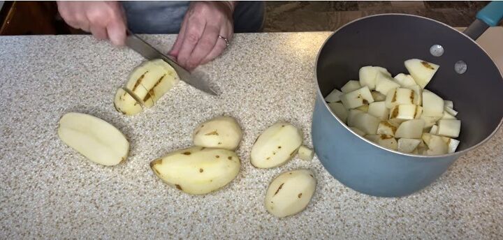 3 comforting easy affordable meals for your family, Cutting up potatoes