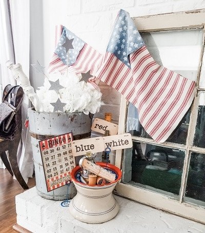 thrift store shopping the how to tips and planning, Patriotic Farmhouse Look using Repurposed Vintage Items