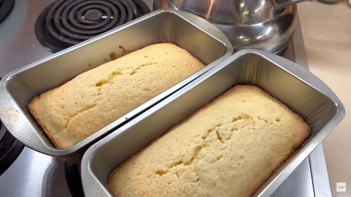 the best copycat fast food recipes you need to try, Two freshly baked copycat Starbucks lemon loaves in rectangular cake pans