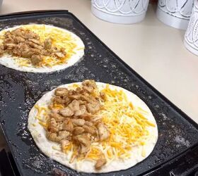 the best copycat fast food recipes you need to try, Two homemade Taco Bell chicken quesadillas on a griddle