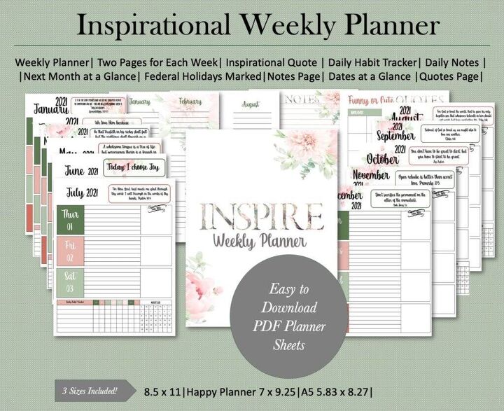 15 home management tips to simplify your life, Inspire weekly planner