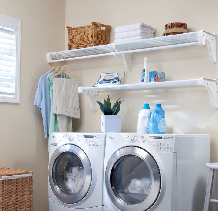 making the most of your laundry room size, laundry room shelves