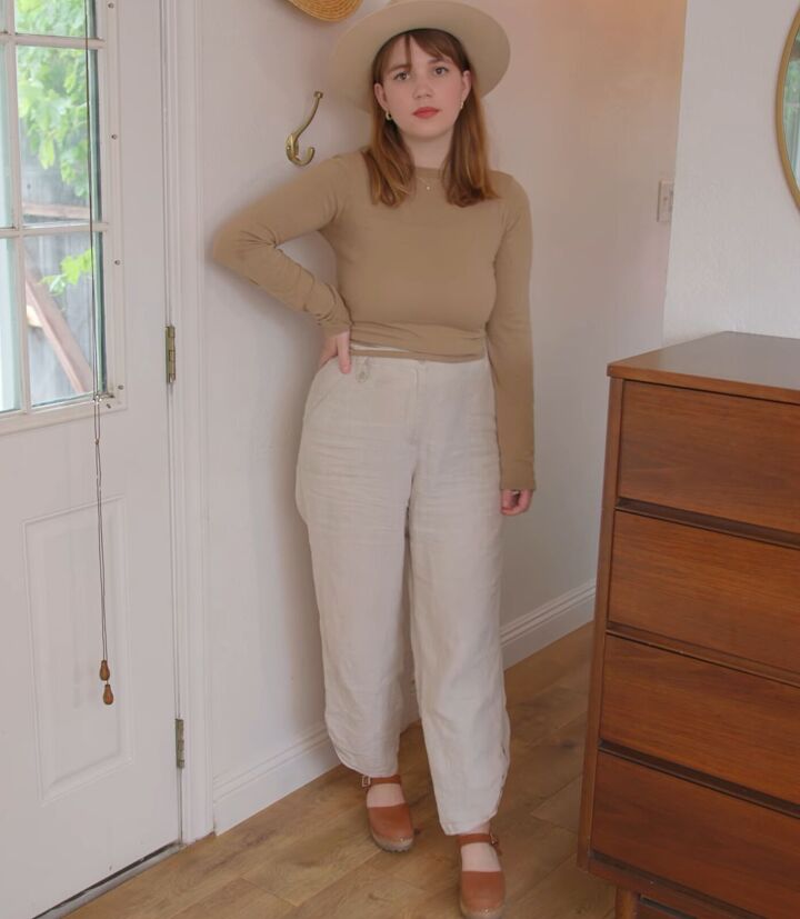 how to create 7 chic outfits with a spring capsule wardrobe, Spring ensemble Linen pants with a wrap top