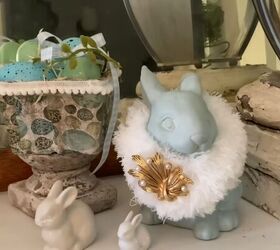 diy easter decor how to make affordable stylish decorations, Easter bunny with fur stole