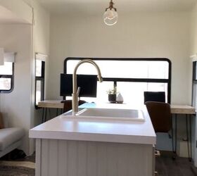 before after renovating an rv for living in full time, Kitchen island in an RV