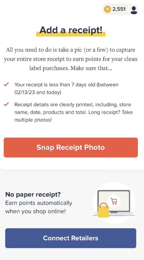 how to use the merryfield app review referral code more, Snap Photo Receipt button