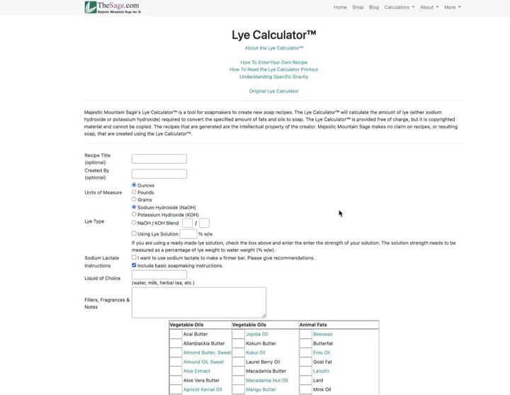 how to use a lye calculator to create your own soap recipes, Using a lye calculator