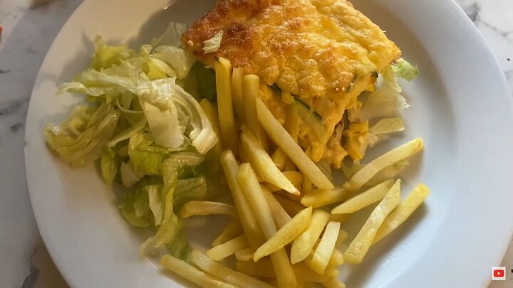 a week of meal ideas using only markdown items, Quiche with lettuce and fries