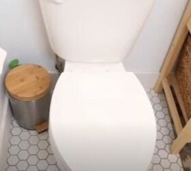 small minimalist bathroom organization tour, Higher model toilet