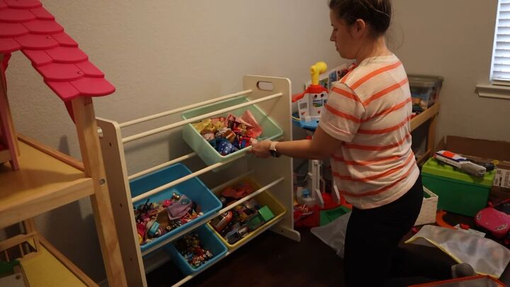 7 playroom organization ideas decluttering hacks, Organizing a playroom with shelves and storage bins