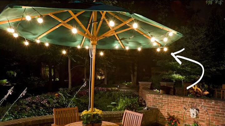 7 easy patio ideas on a budget you can try this summer, String lights under an umbrella
