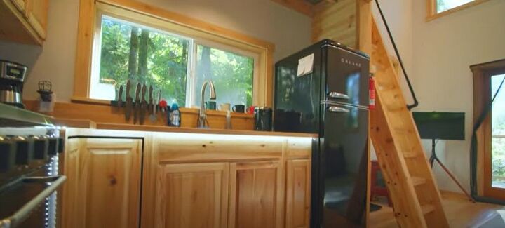 take a tour of this serene tiny cabin in the woods, Tiny house kitchen