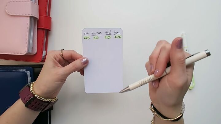 how to keep track of vacation spending with a cashless budget, Budget on an index card