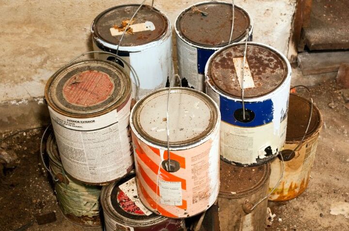clear the clutter 15 things in your garage you don t really need, Old expired paint cans definitely take up a lot of unnecessary garage space