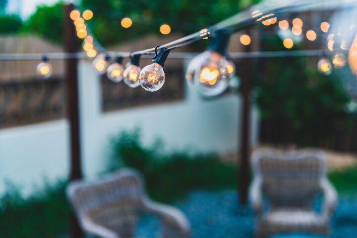 how to make your patio look expensive on a budget, Patio with string lights