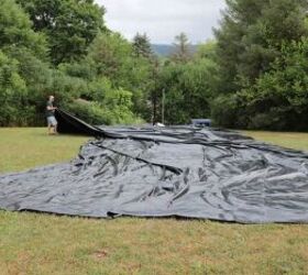 using cardboard in the garden, Using tarp on a farm