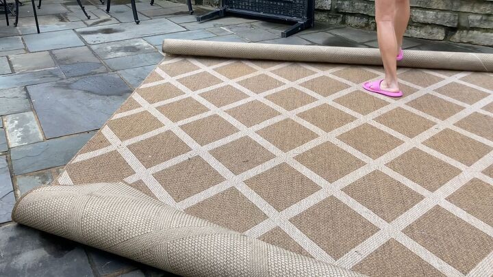 patio makeover on a budget, Adding textiles