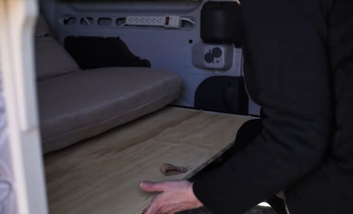 folding bed for van, Sliding the bed back into place