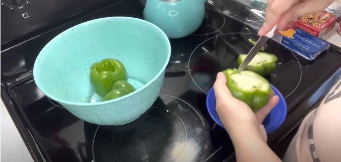 aldi meals on a budget, Cleaning and softening the peppers