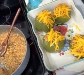 aldi meals on a budget, Adding cheese to the peppers