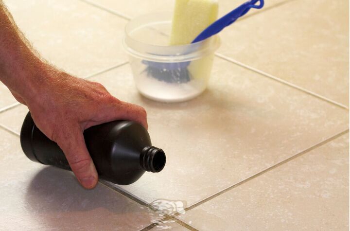 10 budget friendly home cleaning recipes beyond vinegar baking soda, Unsightly grout can be taken of with some hydrogen peroxide easily