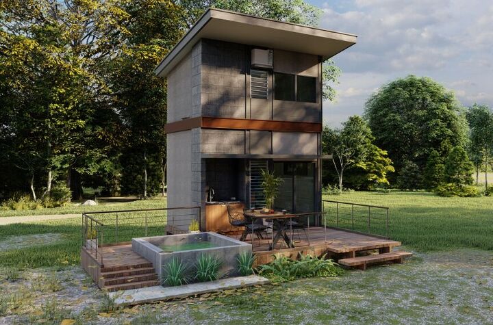 this minimalist tiny home for 5 is nestled within japanese nature, Like here the entrance doubles as a porch and outdoor living space