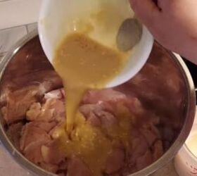 instant pot meals for family, Pouring the honey mixture in
