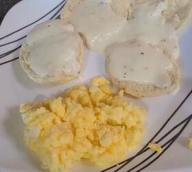 how to meal prep to save money, Biscuits and gravy with eggs
