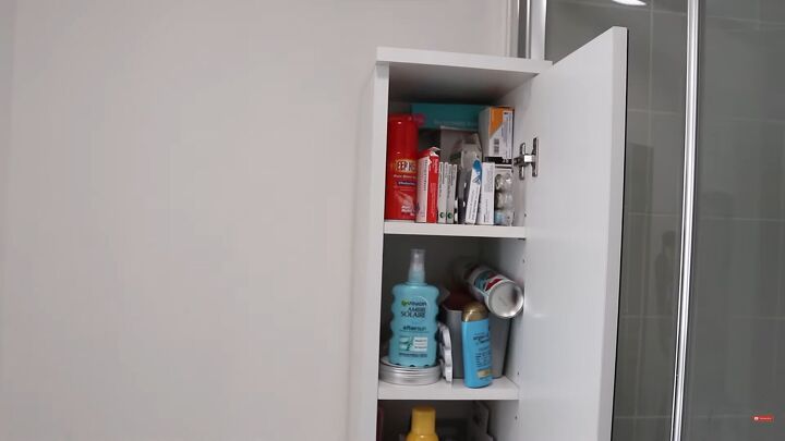 declutter bathroom, Cluttered cupboard