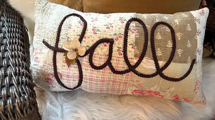 diy fall decor, Embellish a pillow with some writing