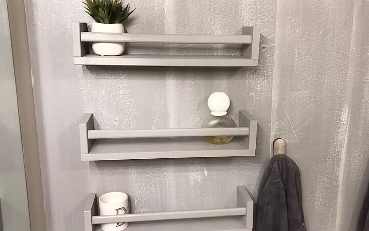 tiny bathroom ideas, DIY shelves