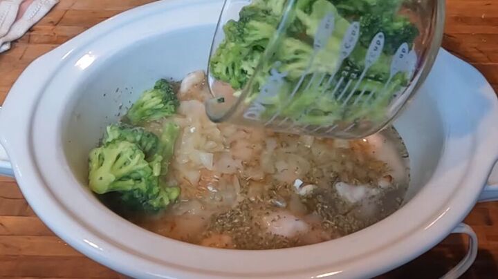 Making chicken broccoli rice casserole