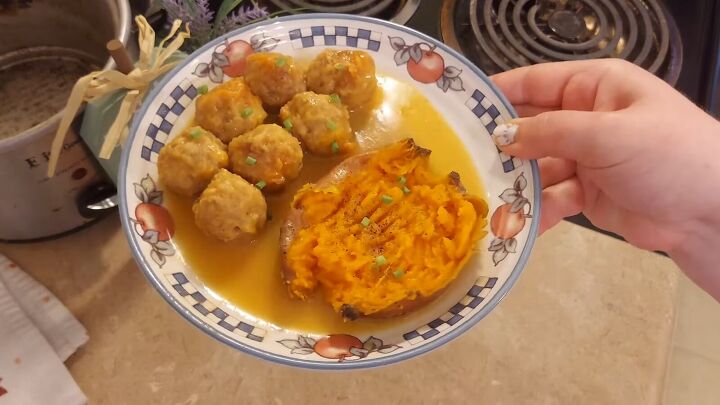 slow cooker meals, Cheesy chicken meatballs and sweet potato