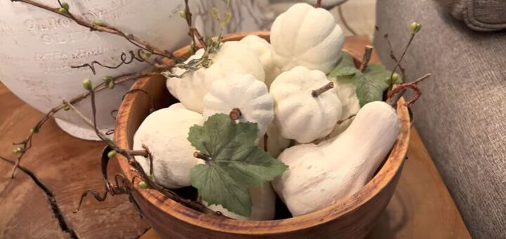 how to update home decor, Unpainted natural wood pumpkins
