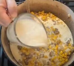frugal fall meals, Making sausage and corn chowder