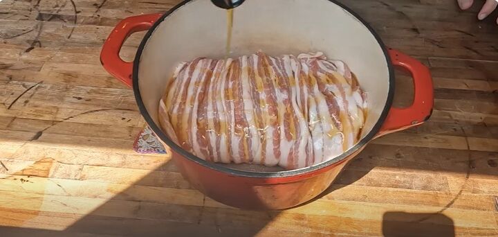 frugal fall meals, Making bacon wrapped pork loin