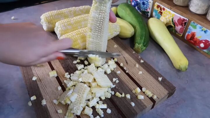 budget friendly meals for families, Making summer corn and zucchini chowder
