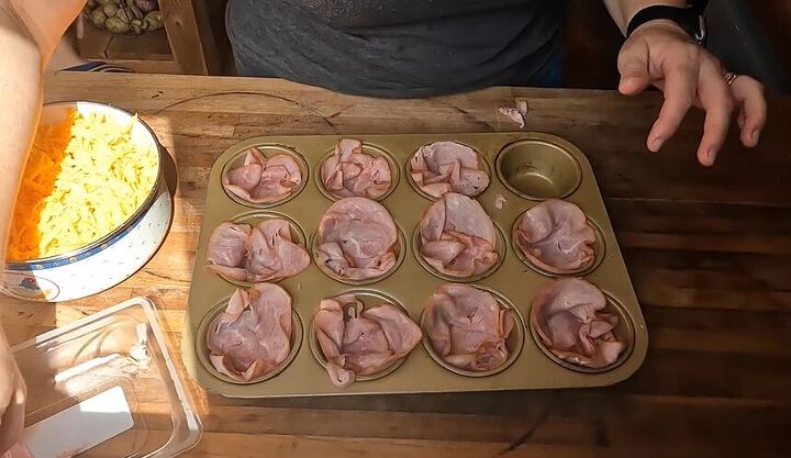 cheap recipe ideas, Making ham egg and cheese cups