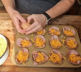 cheap recipe ideas, Making ham egg and cheese cups