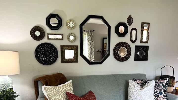 unbelievable living room transformation using only thrift store finds, Mirror wall