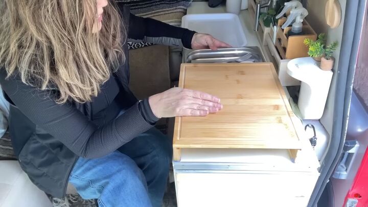 van life gadgets, Bamboo cutting board with drawers