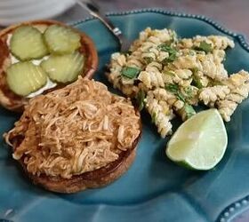 easy family meal ideas, BBQ chicken sandwiches Mexican street corn pasta salad