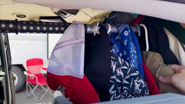 nomad hacks, Van life hanging clothes