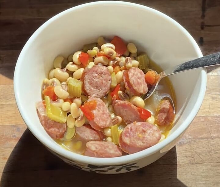 slow cooker meals, Sausage and pea stew