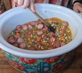 slow cooker meals, Making sausage and pea stew