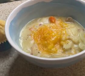 pantry clean out challenge, Corn muffin and potato soup