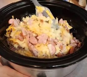 easy slow cooker recipes, Making cheesy hash brown casserole